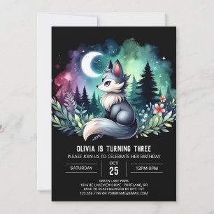 Adorable Simple Wolf Geburtstag Einladung