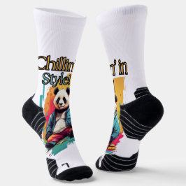 Adorable Sitting Panda | Künstlerische Ausdrucksfo Socken