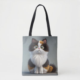ADORABLE SITZENDE CARTOON CALICO CAT TASCHE