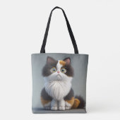 ADORABLE SITZENDE CARTOON CALICO CAT TASCHE (Rückseite)