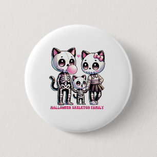 Adorable Skelettkatzenfamilie mit Kaugummi H Button