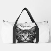 Adorable Sketch Young Cat Add Name Duffle Bag (Vorderseite)