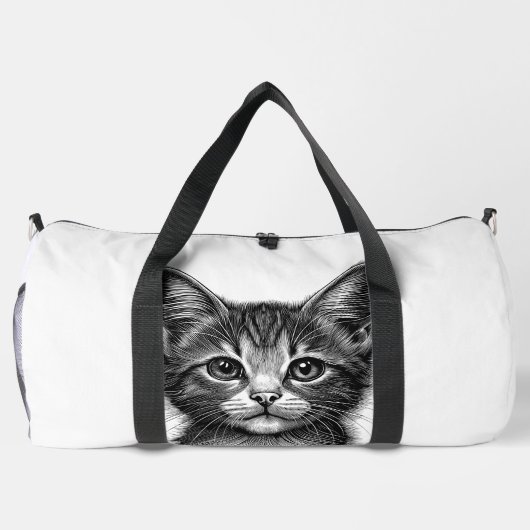Adorable Sketch Young Cat Add Name Duffle Bag (Rückseite)