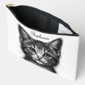 Adorable Sketch Young Cat Add Name Zubehörtasche (Offen)