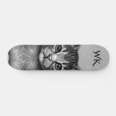 Adorable Sketch Young Cat Monogram Skateboard (Horizontal)