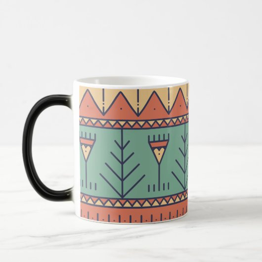 Adorable Skizze Tribal Muster Blue Red Indian Verwandlungstasse (Links)