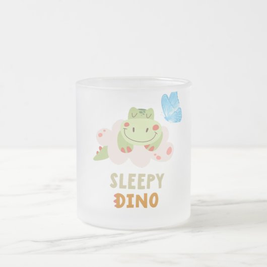 "Adorable Sleepy Green Dino" Mattglastasse (Mittel)