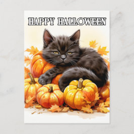 Adorable Sleepy Little Black Kitty Cat Postkarte