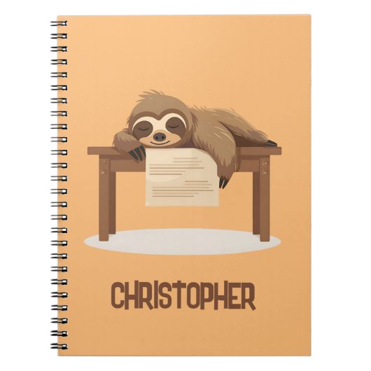 Adorable Sleepy Studium Sloth mit Kindername Notizblock (Vorderseite)