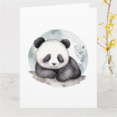 Adorable Sleepy Watercolor Baby Panda Bear Karte (Gelbe Blume)