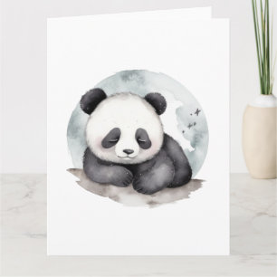 Adorable Sleepy Watercolor Baby Panda Bear Karte
