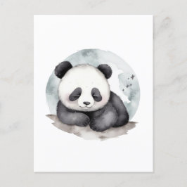 Adorable Sleepy Watercolor Baby Panda Bear Postkarte