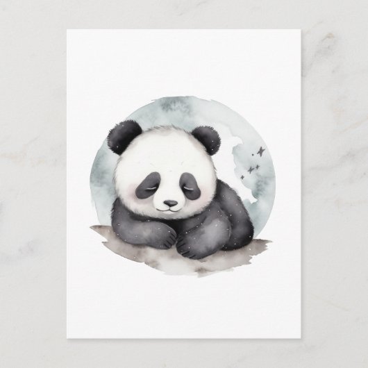 Adorable Sleepy Watercolor Baby Panda Bear Postkarte (Vorderseite)
