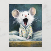 Adorable Sleepy White Mouse in PJs  Postkarte (Vorderseite)