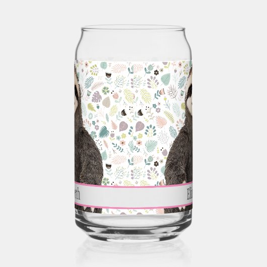 Adorable Sloth Animal Name Hübsch Pattern Name Dosenglas (Rechts)