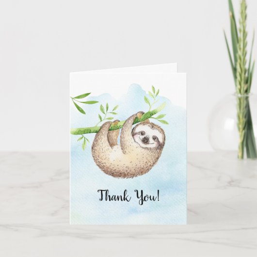 Adorable Sloth Animals Babydusche Vielen Dank Hinw Dankeskarte (Vorderseite)