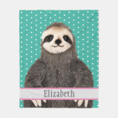 Adorable Sloth Aquamarin Name Kinder Tier Fleecedecke (Vorderseite)