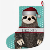 Adorable Sloth Aquamarin Name Kinder Tier Großer Weihnachtsstrumpf (Rückseite)