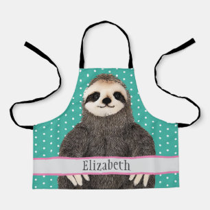 Adorable Sloth Aquamarin Name Kinder Tier Schürze