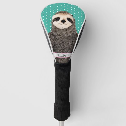 Adorable Sloth Aquamarin Name Kinder Tierfarben Ni Golf Headcover (Vorderseite)