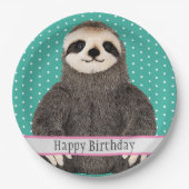 Adorable Sloth Aquamarines Kind's Happy Birthday A Pappteller (Vorderseite)