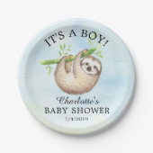 Adorable Sloth Baby Dusche 7" Platte Pappteller (Vorderseite)