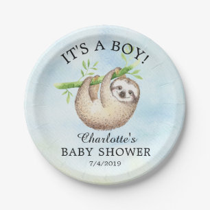 Adorable Sloth Baby Dusche 7" Platte Pappteller