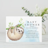 Adorable Sloth Baby Dusche Einladung (Stehend Vorderseite)
