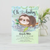 Adorable Sloth Baby Dusche Einladung (Stehend Vorderseite)
