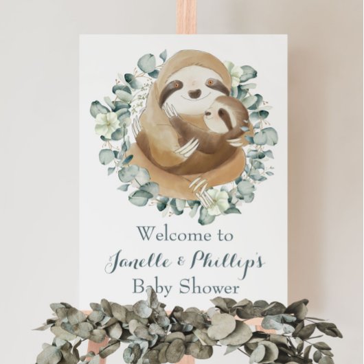 Adorable Sloth Baby Dusche Eukalyptus Grüne Poster