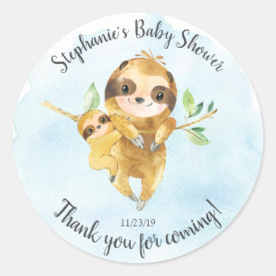 Adorable Sloth Baby Dusche Gefallen Sticker