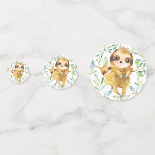 Adorable Sloth Baby Dusche Konfetti (Rückseiten)