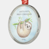 Adorable Sloth Baby's First Christmas Ornament (Links)