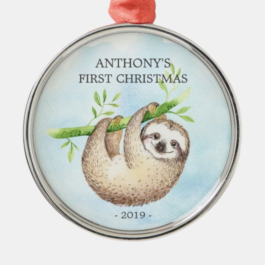Adorable Sloth Baby's First Christmas Ornament (Vorne)