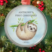 Adorable Sloth Baby's First Christmas Ornament