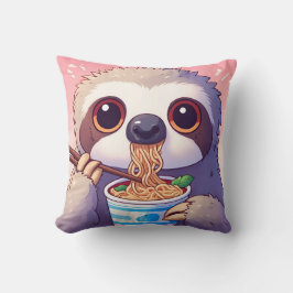 Adorable Sloth Eating Ramen Kissen