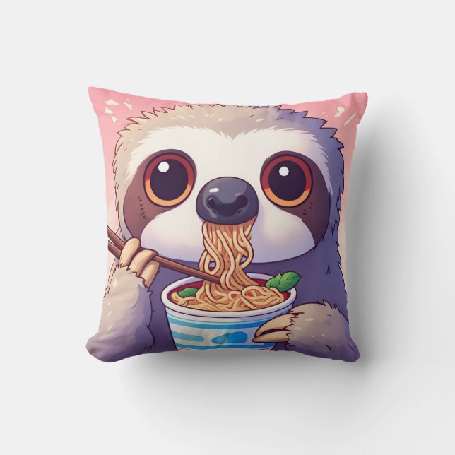 Adorable Sloth Eating Ramen Kissen (Vorderseite)