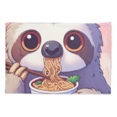 Adorable Sloth Eating Ramen Kissenbezug (Rückseite)
