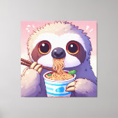 Adorable Sloth Eating Ramen Leinwanddruck (Vorderseite)
