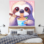 Adorable Sloth Eating Ramen Leinwanddruck (Insitu (Schlafzimmer))