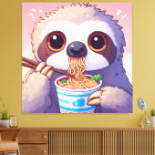Adorable Sloth Eating Ramen Leinwanddruck (Insitu (Wohnzimmer))