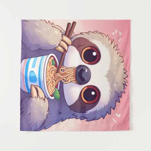 Adorable Sloth Eating Ramen Wandteppich (Vorderseite (Horizontal))