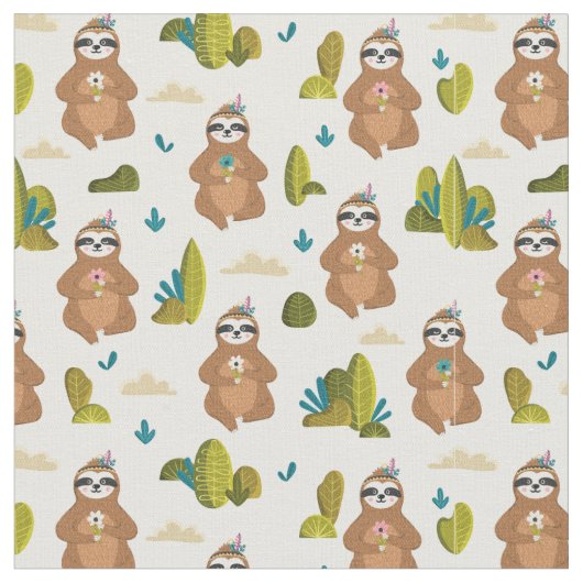 Adorable Sloth Fabric Stoff (Nahaufnahme)