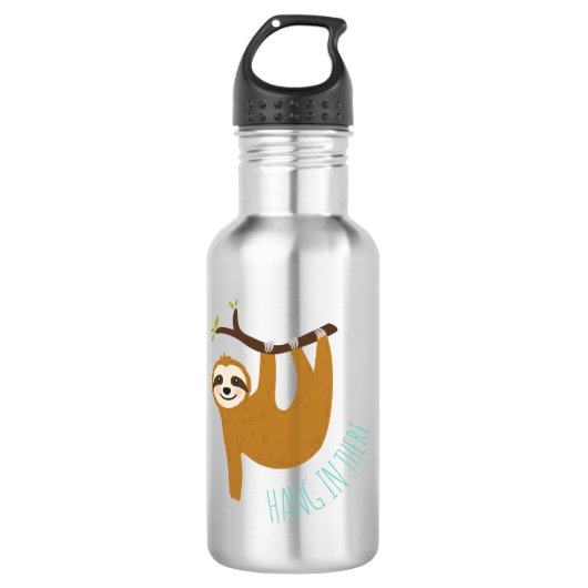 Adorable Sloth "Hang in There" Edelstahlflasche (Vorderseite)