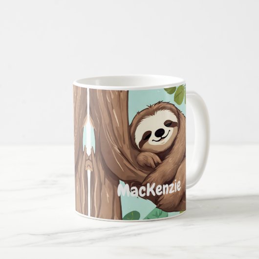 Adorable Sloth Lazy Custom Coffee Tasse Geschenk I (VorderseiteRechts)
