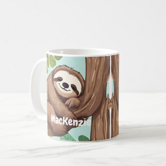 Adorable Sloth Lazy Custom Coffee Tasse Geschenk I (Vorderseite Links)
