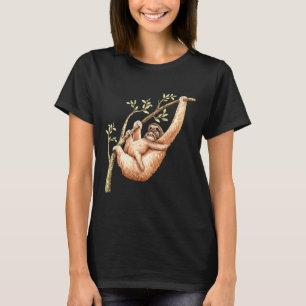 Adorable Sloth-Mama und Baby-Hänge auf Zweig T-Shirt