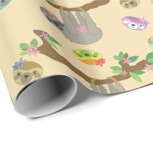 Adorable Sloth Muster Geschenkpapier (Rolleneckpunkt)
