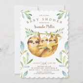Adorable Sloth Twins Baby Dusche Einladung (Vorderseite)