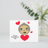 Adorable Sloth with Hearts - Happy Valentine's Day Postkarte (Stehend Vorderseite)